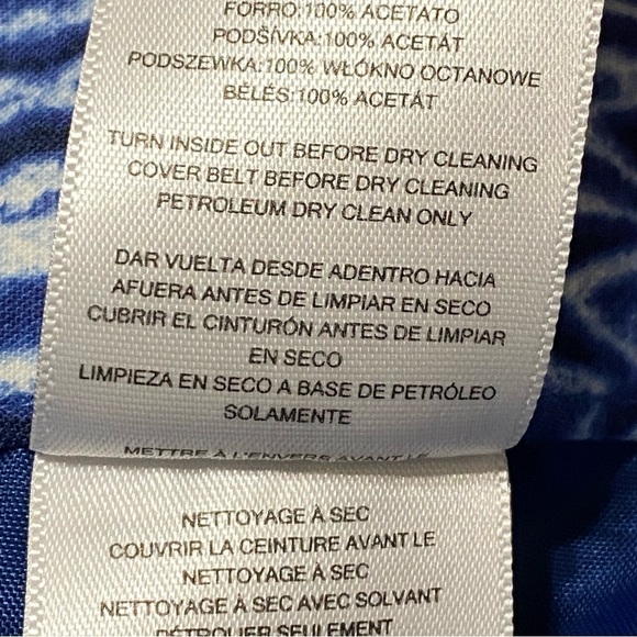 Michael Kors Blue Shibori Print Belted Pencil Skirt Size 12 - Picture 7 of 8